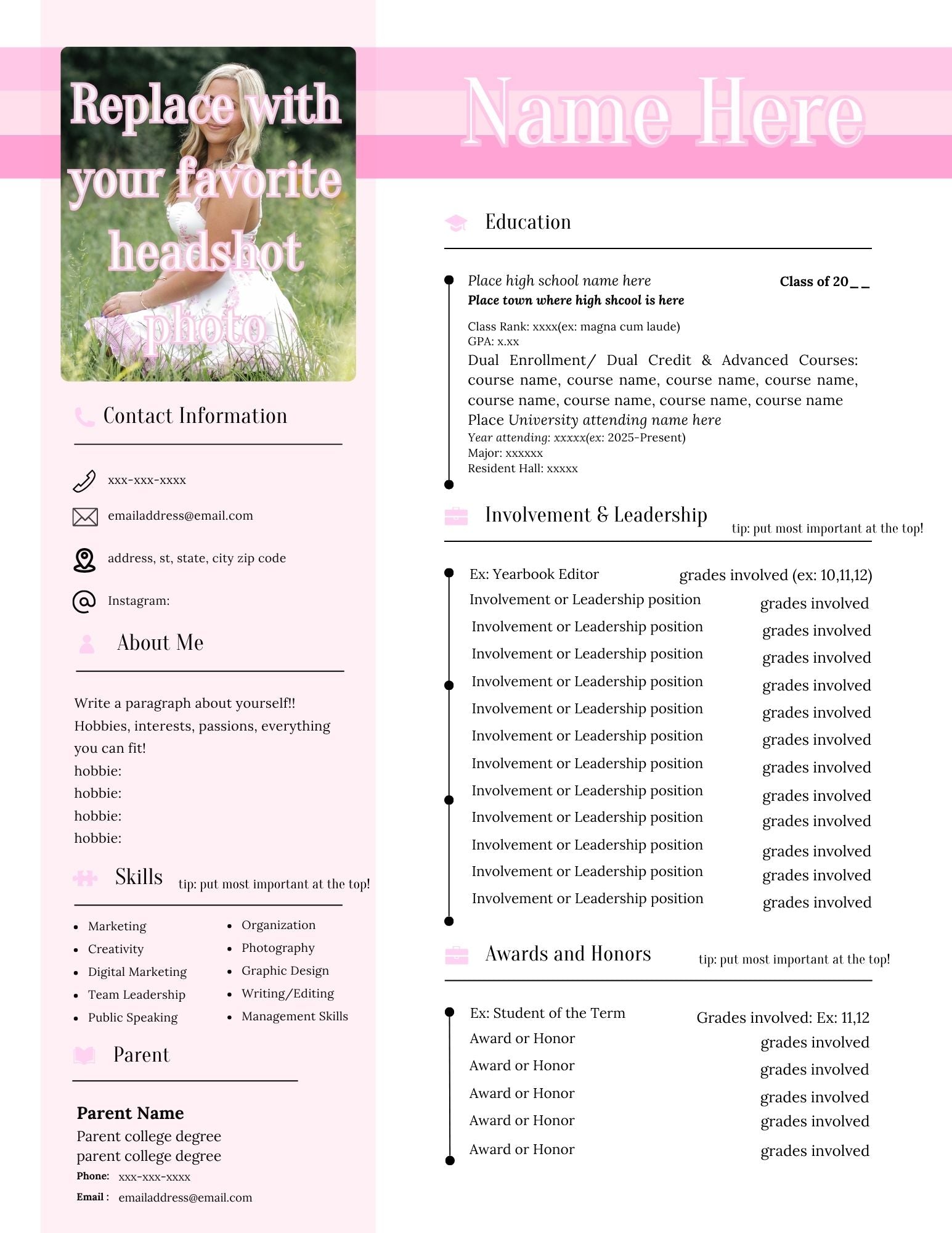 Sorority Recruitment Resume Template