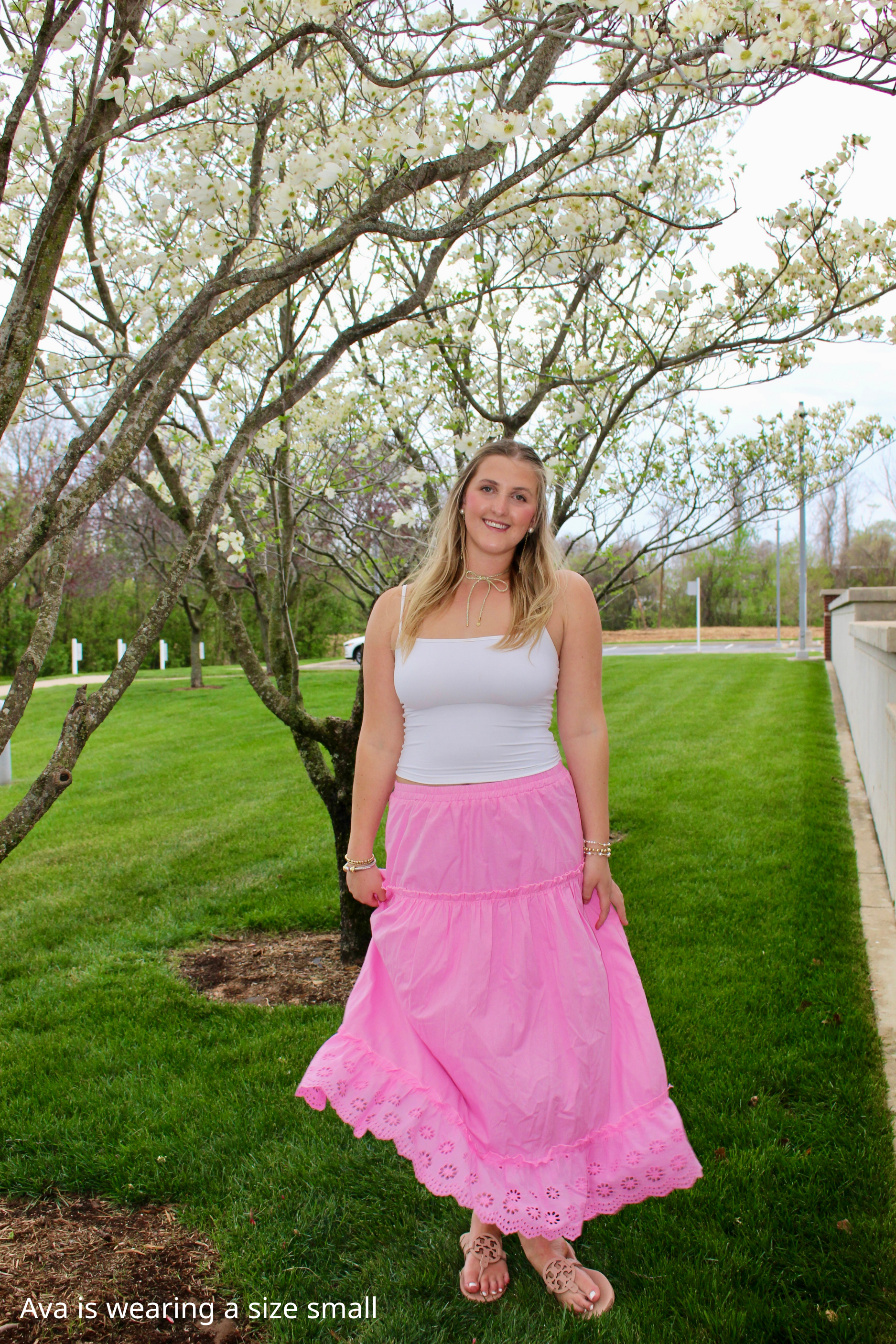 Blush Eyelet Maxi Skirt