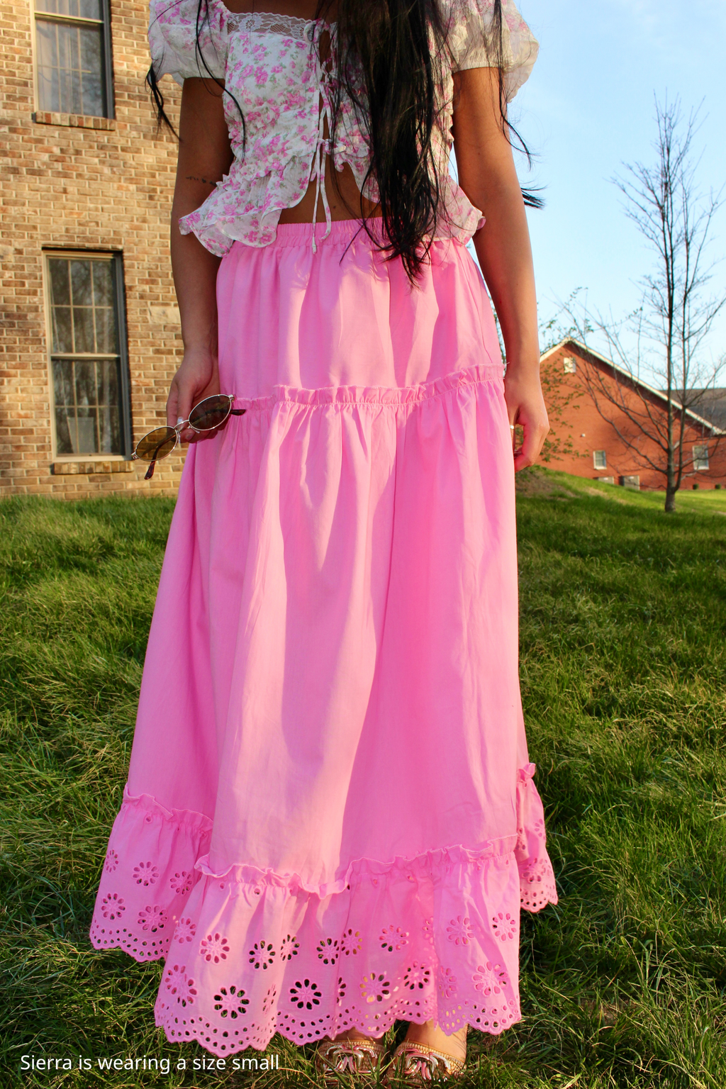 Blush Eyelet Maxi Skirt
