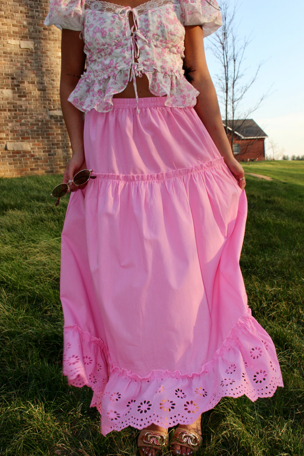 Blush Eyelet Maxi Skirt
