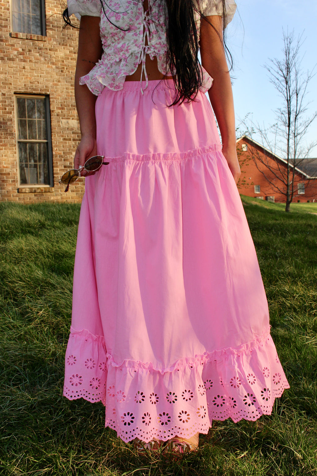 Blush Eyelet Maxi Skirt