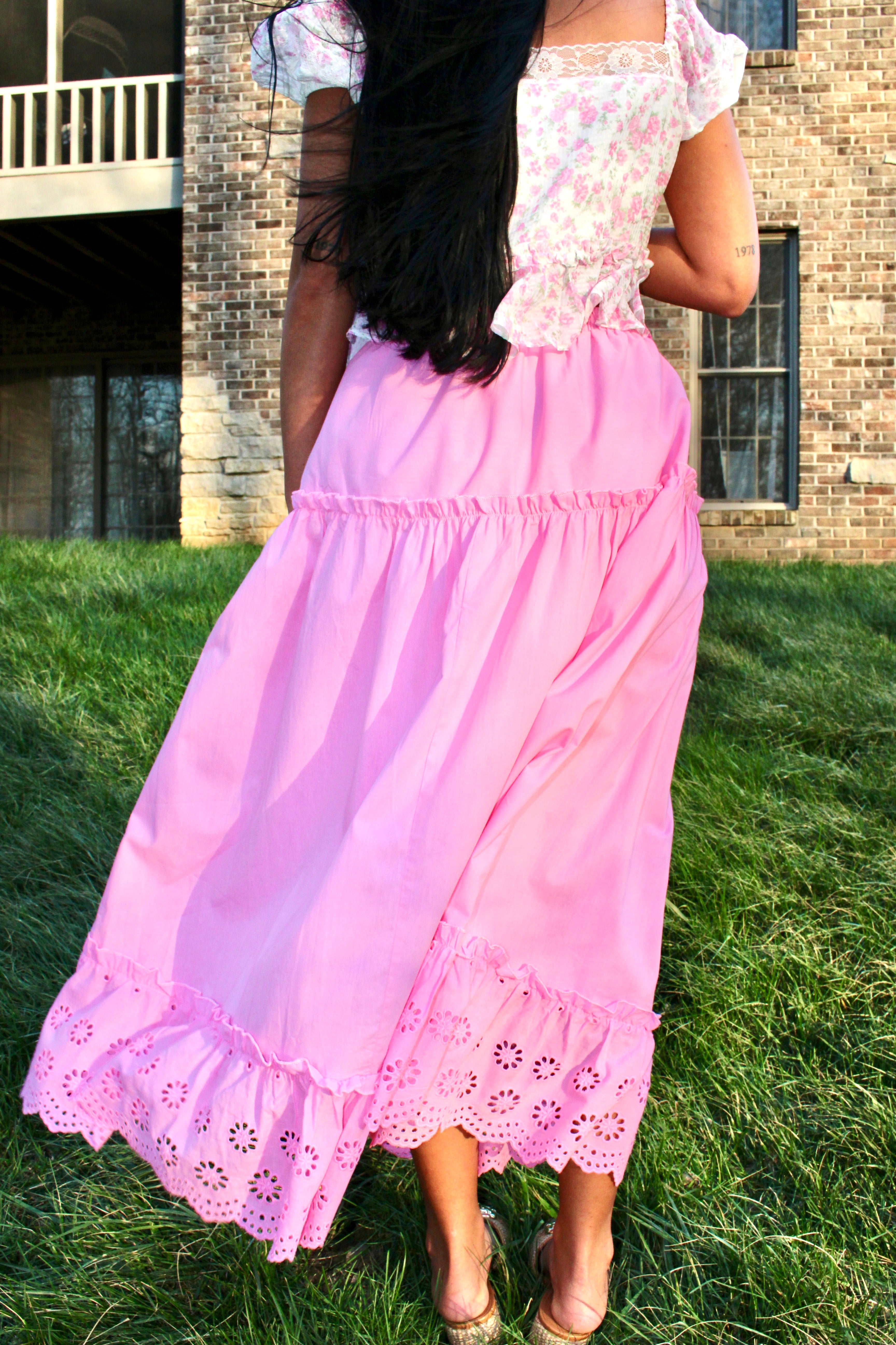 Blush Eyelet Maxi Skirt