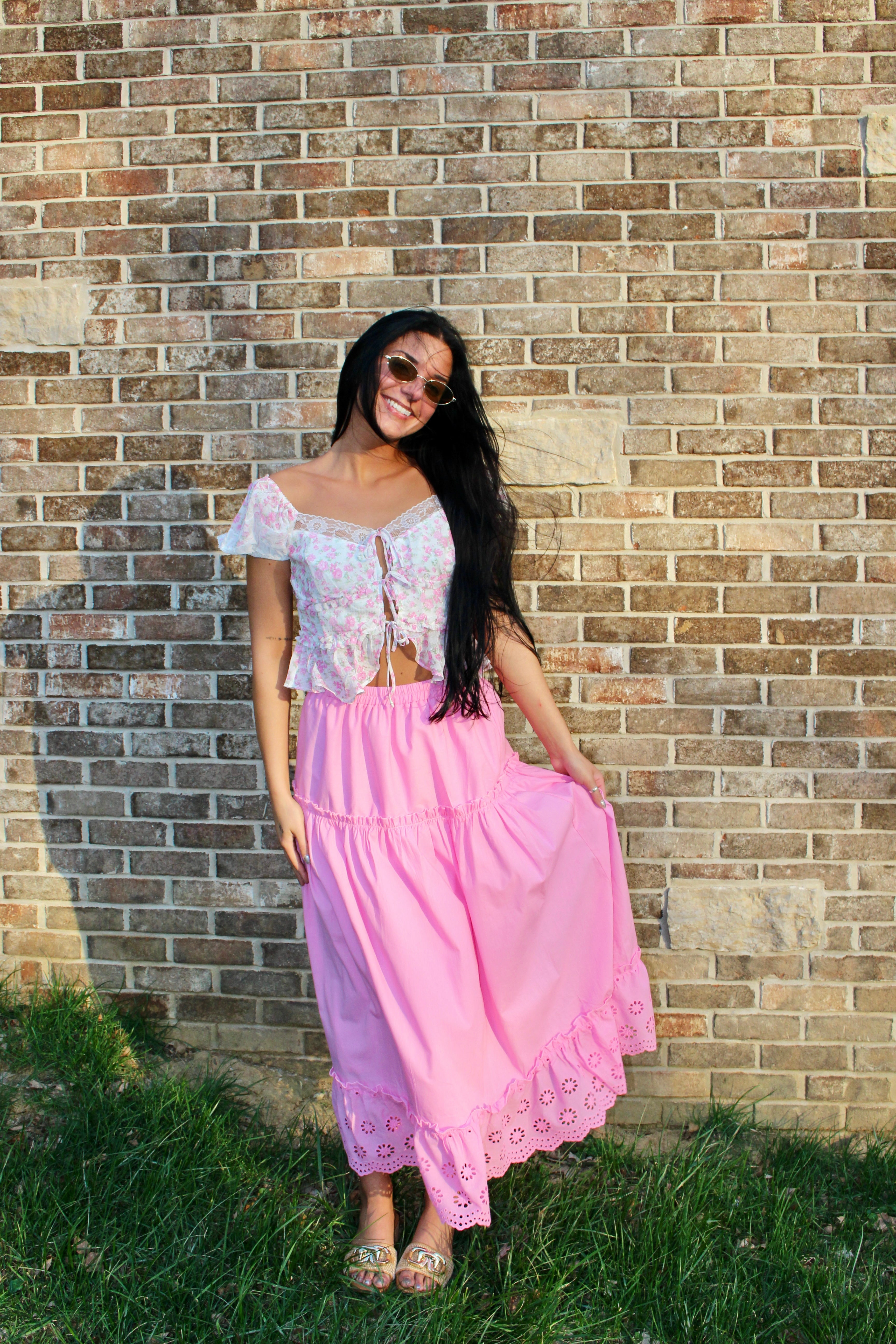 Blush Eyelet Maxi Skirt