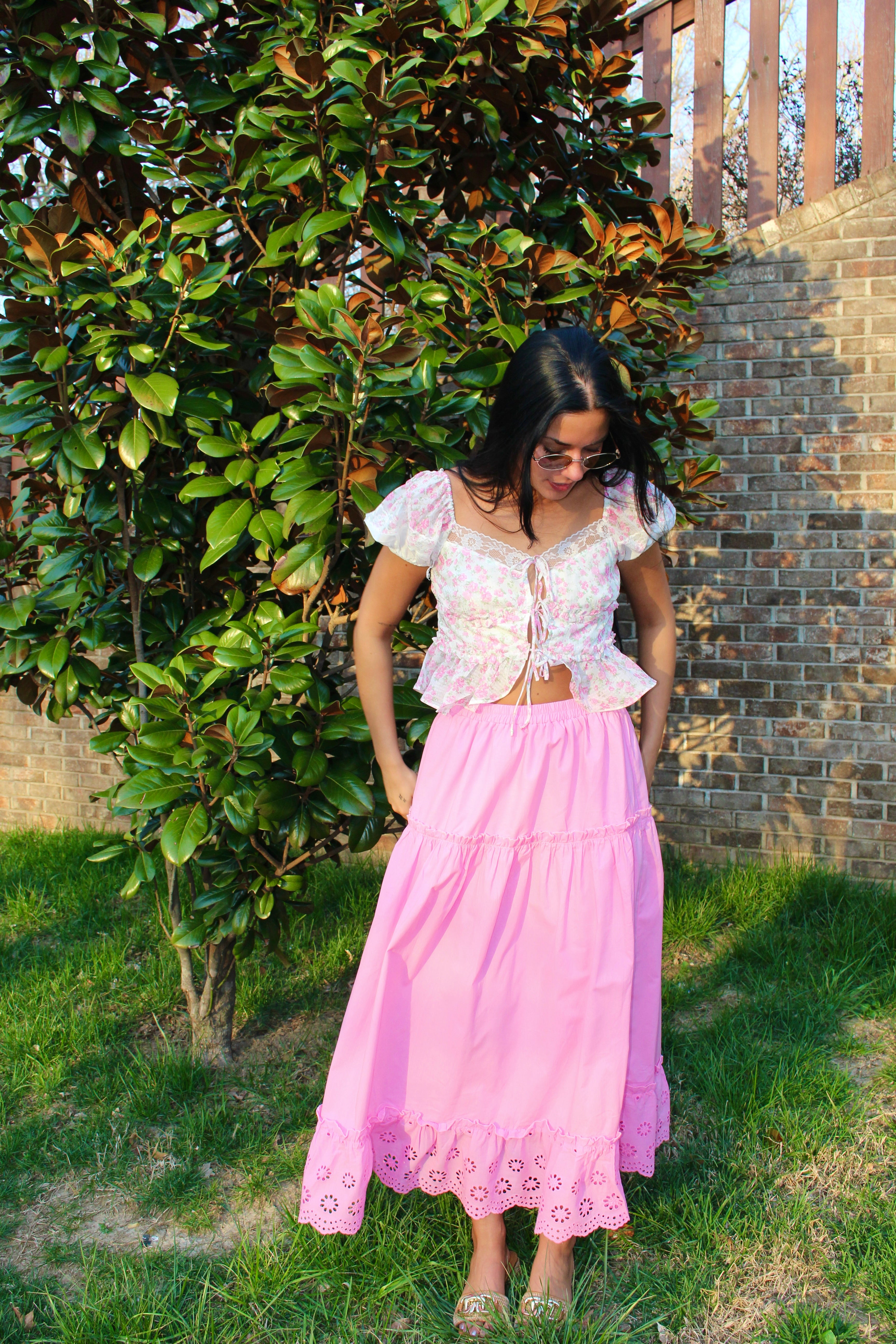 Blush Eyelet Maxi Skirt