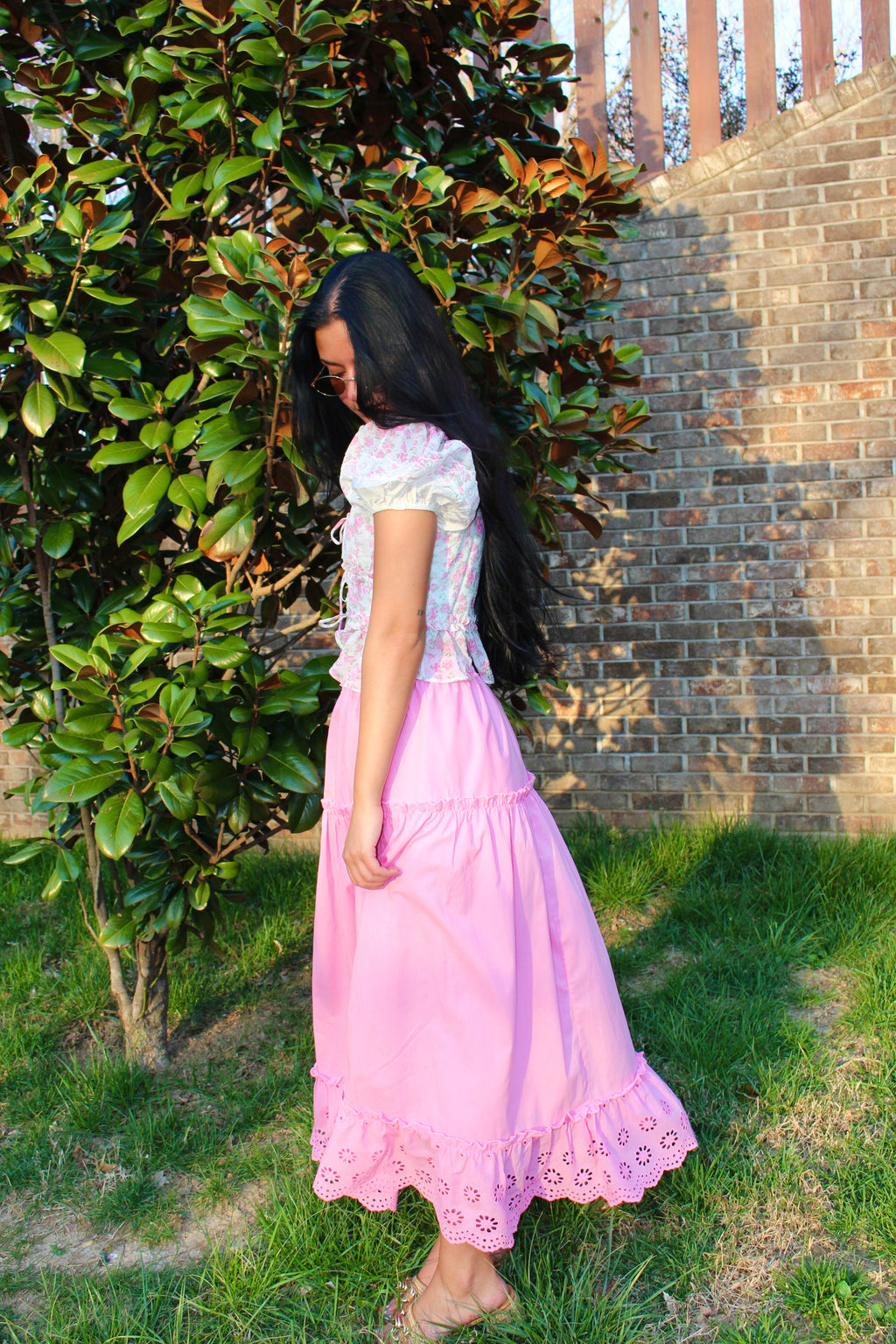 Blush Eyelet Maxi Skirt
