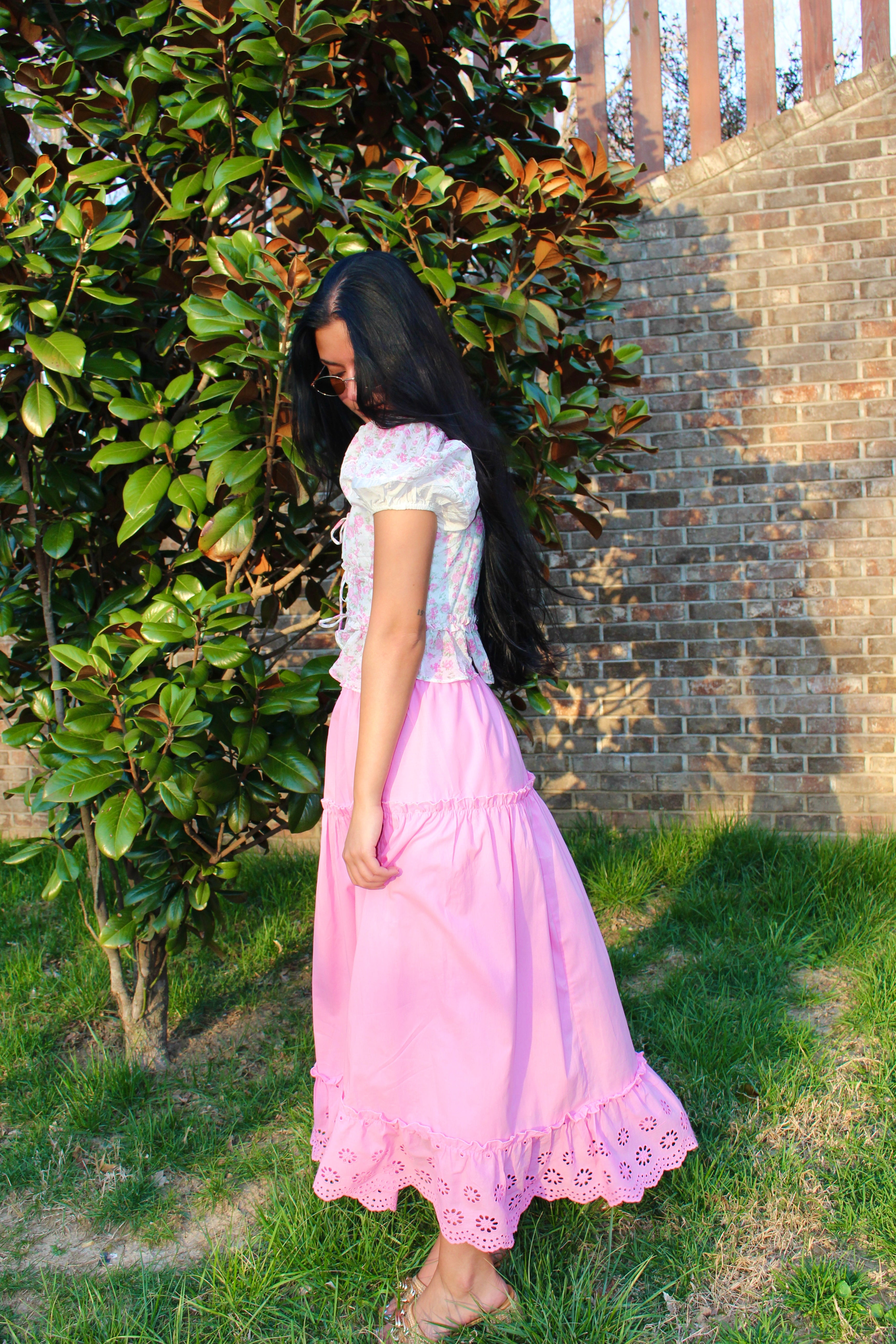 Blush Eyelet Maxi Skirt