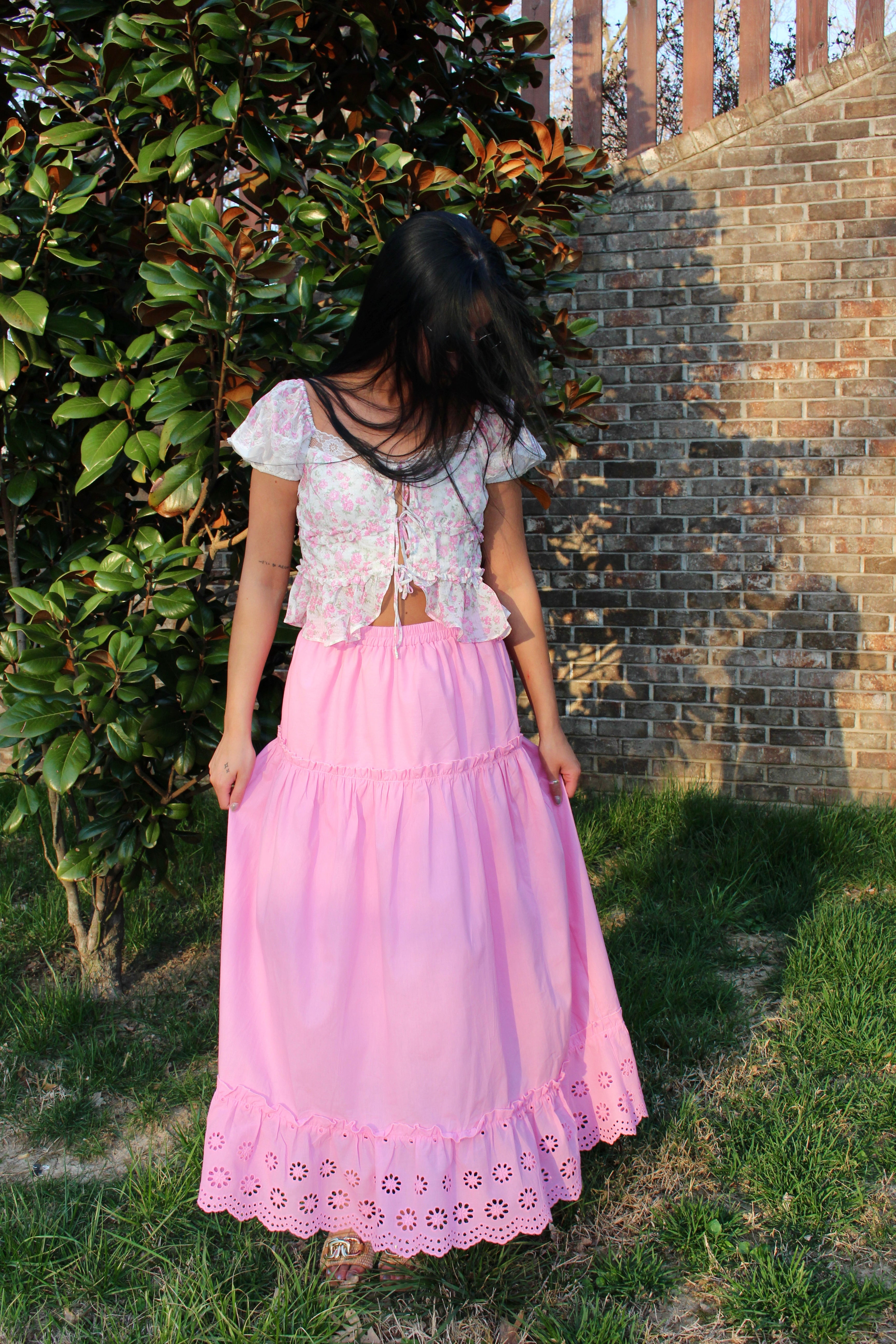 Blush Eyelet Maxi Skirt
