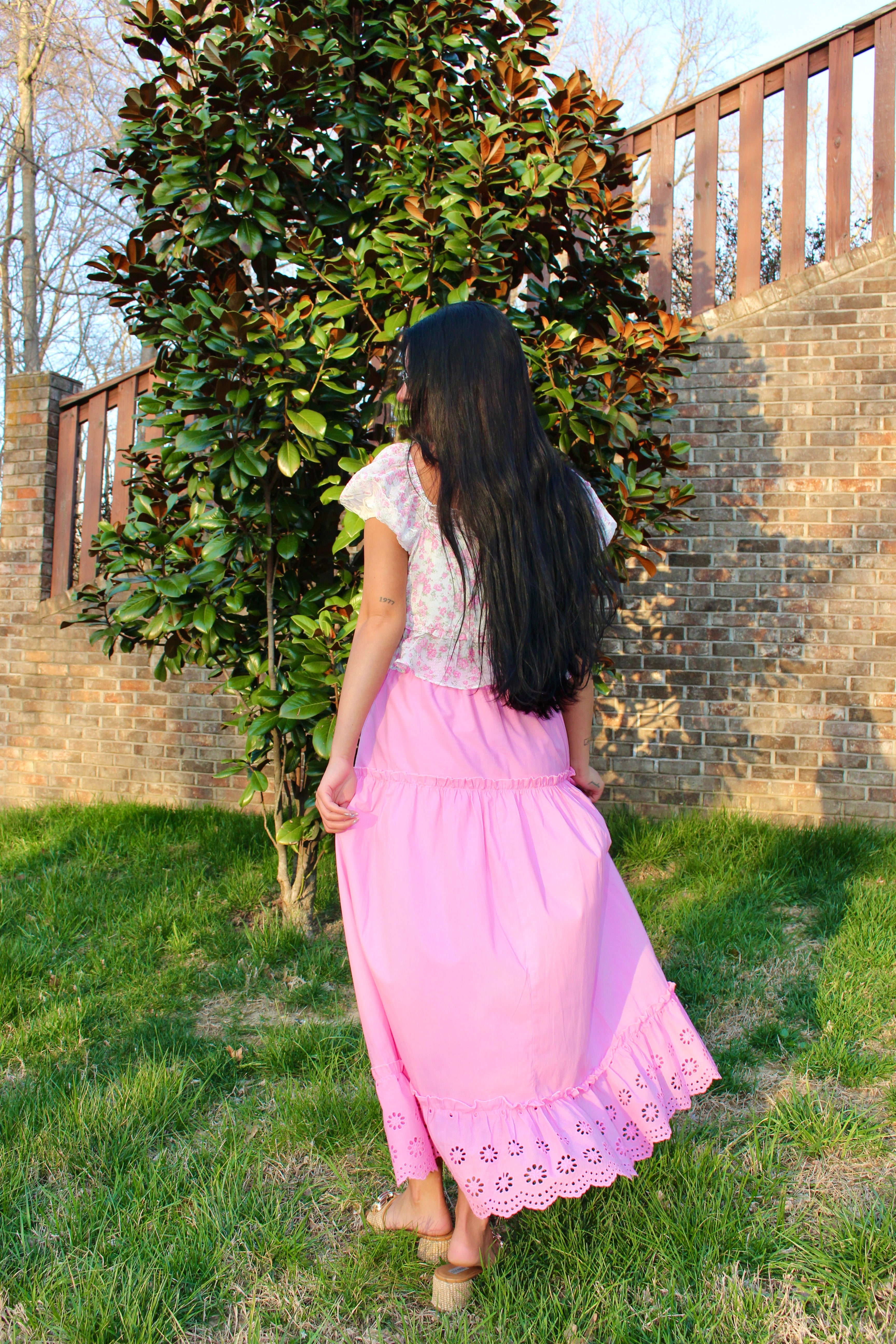 Blush Eyelet Maxi Skirt
