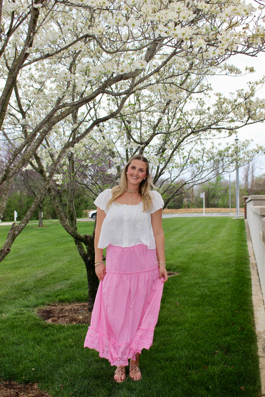 Blush Eyelet Maxi Skirt