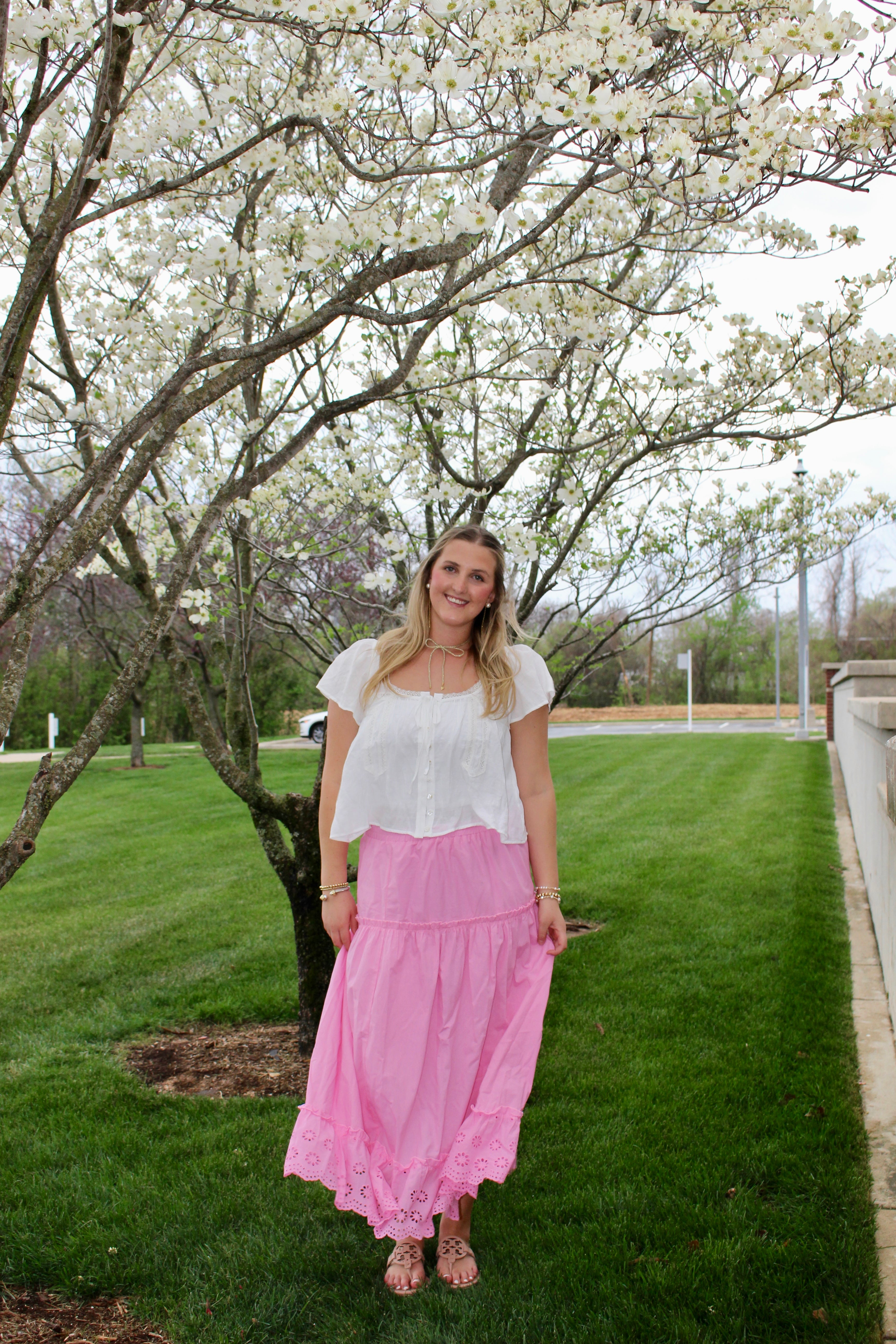Blush Eyelet Maxi Skirt