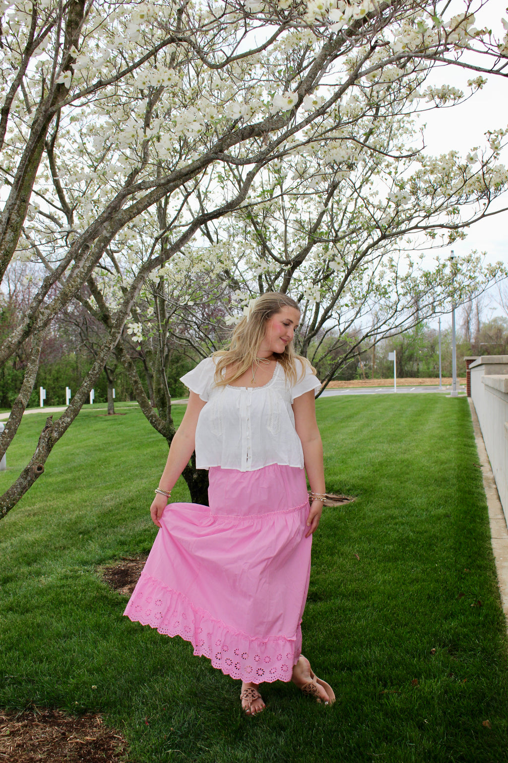 Blush Eyelet Maxi Skirt