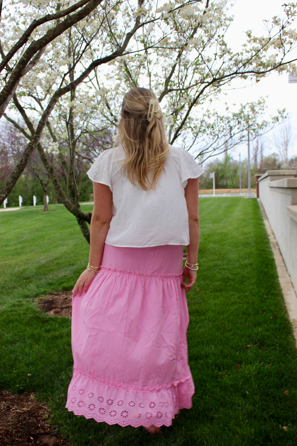 Blush Eyelet Maxi Skirt