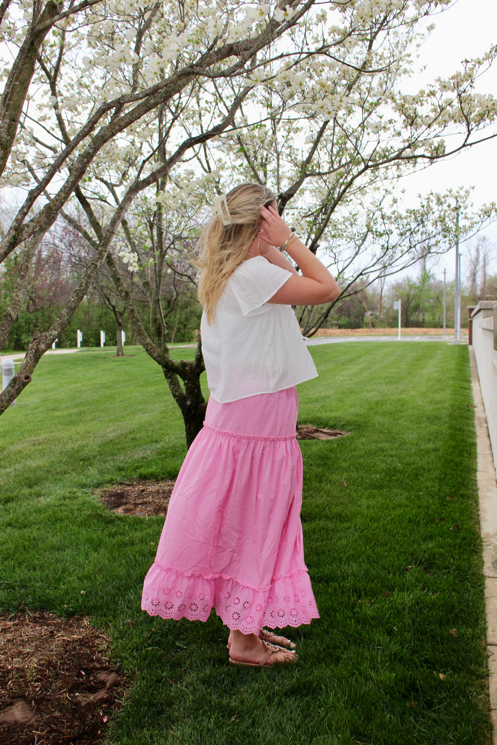 Blush Eyelet Maxi Skirt