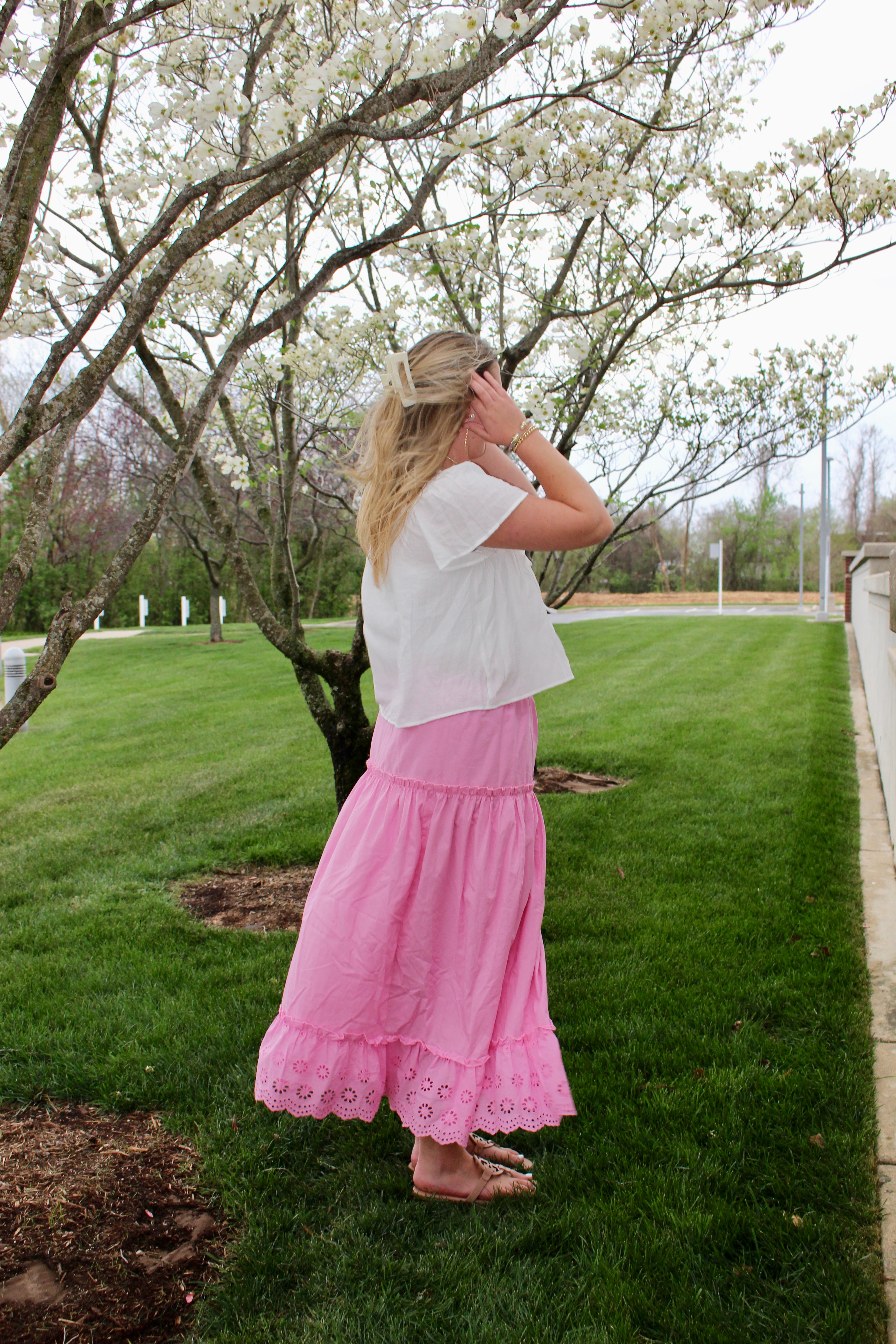 Blush Eyelet Maxi Skirt