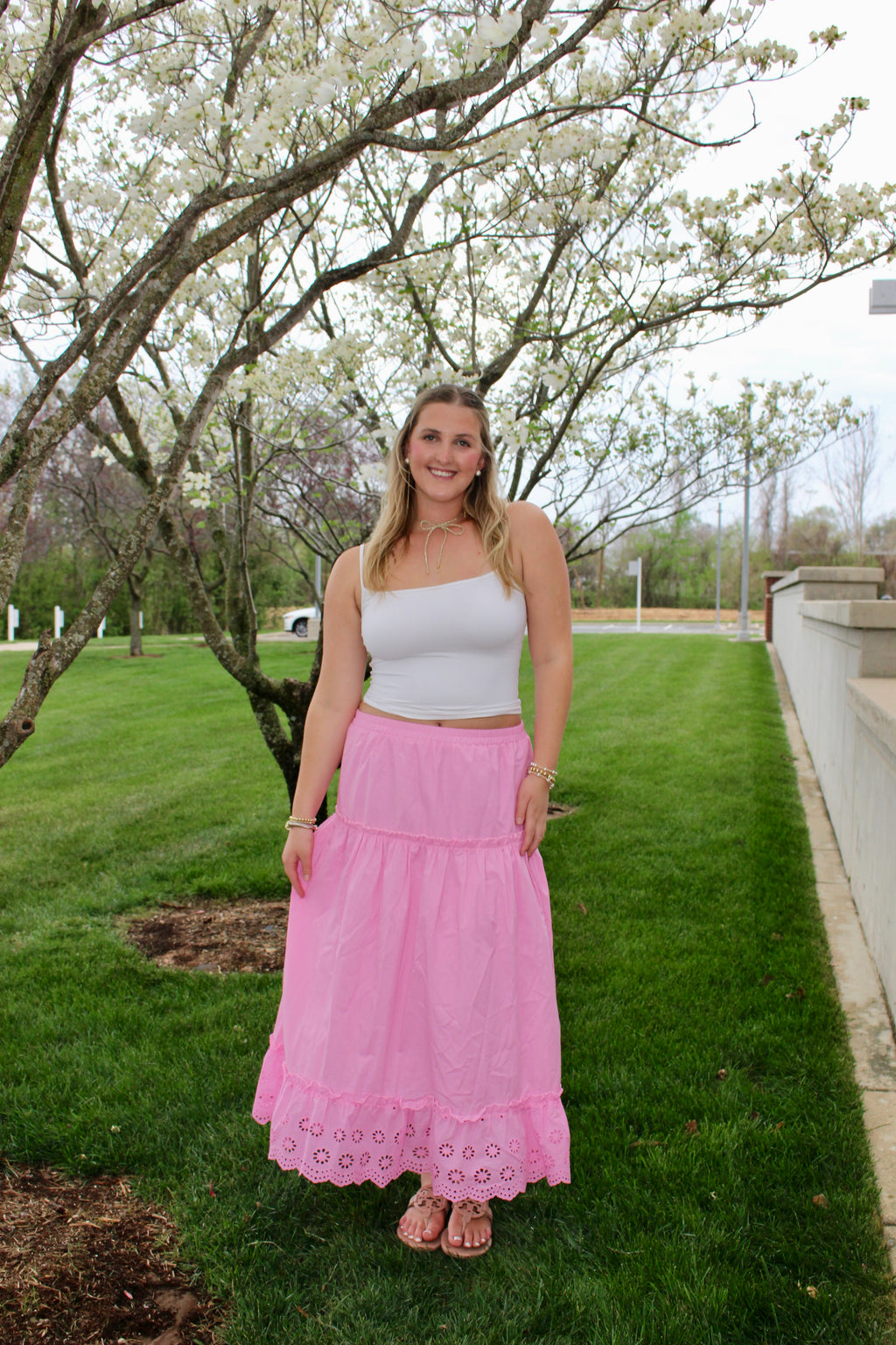 Blush Eyelet Maxi Skirt