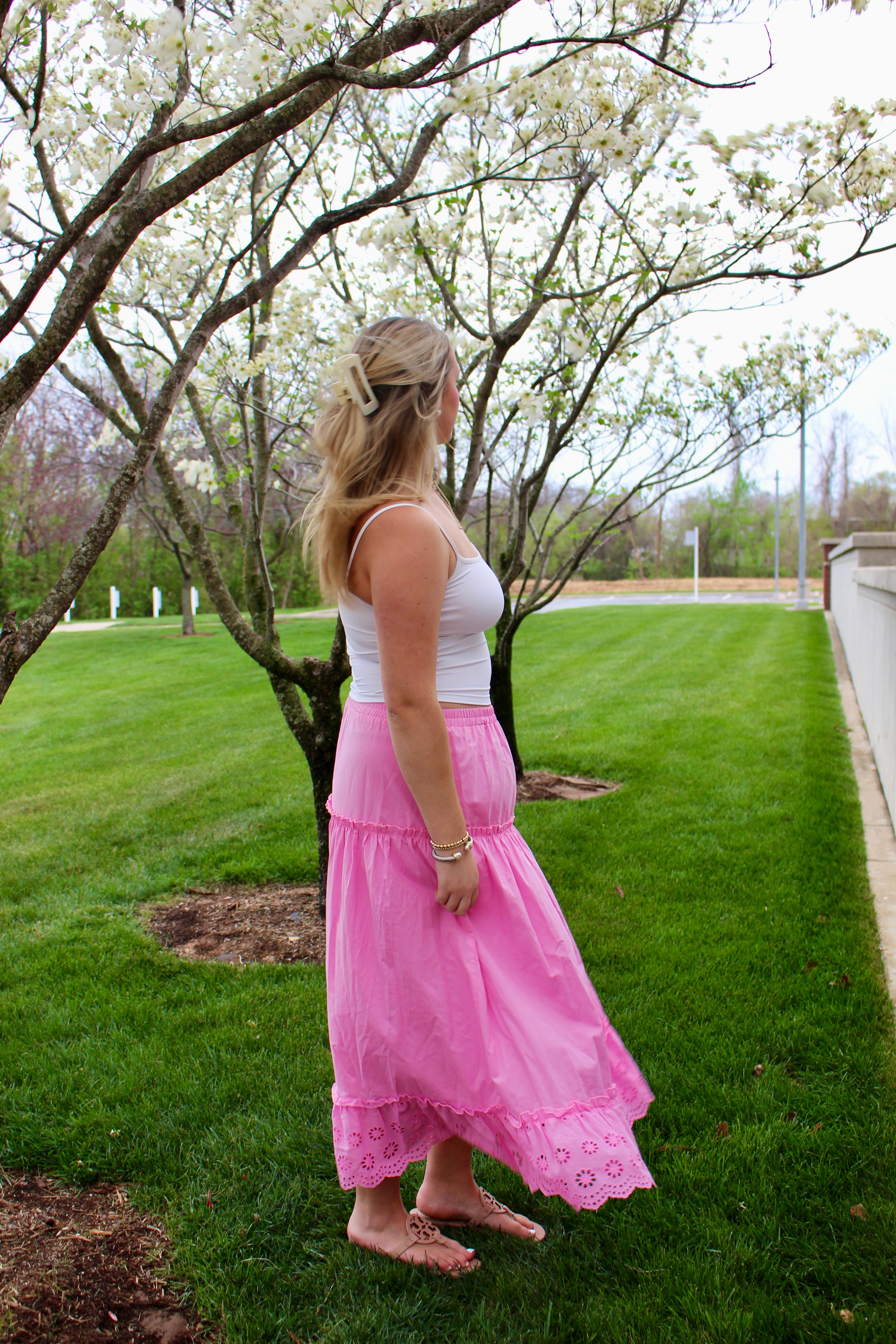 Blush Eyelet Maxi Skirt
