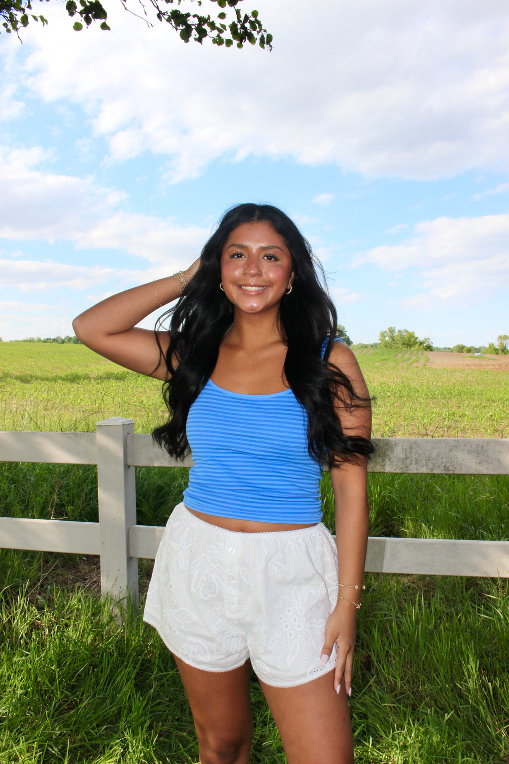 White Petal Eyelet Shorts