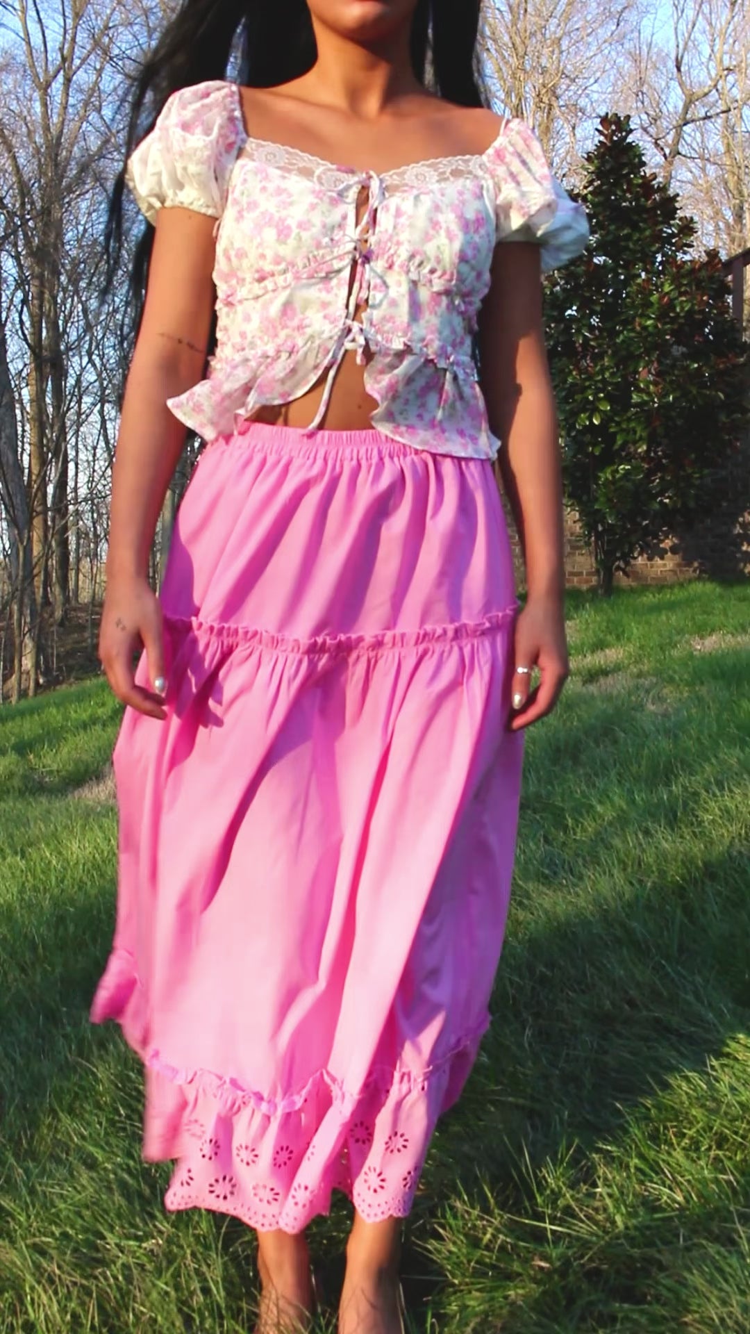 Blush Eyelet Maxi Skirt